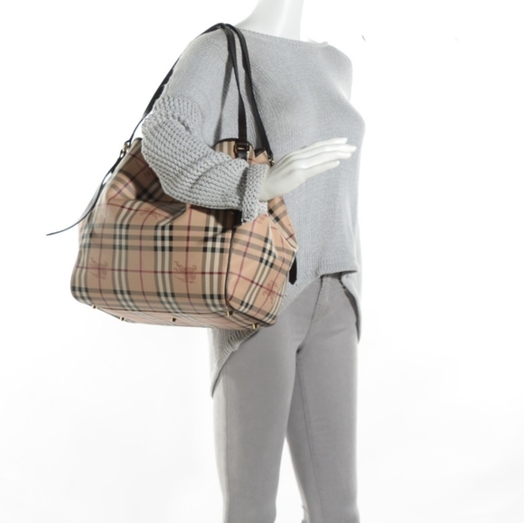 AUTH BURBERRY HAYMARKET CHECK CANTERBURY TOTE BAG - Picture 16 of 16